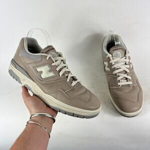 New Balance 550 Sneakers Mens 11.5 Beige Leather Classic Lace Up Athletic Shoes